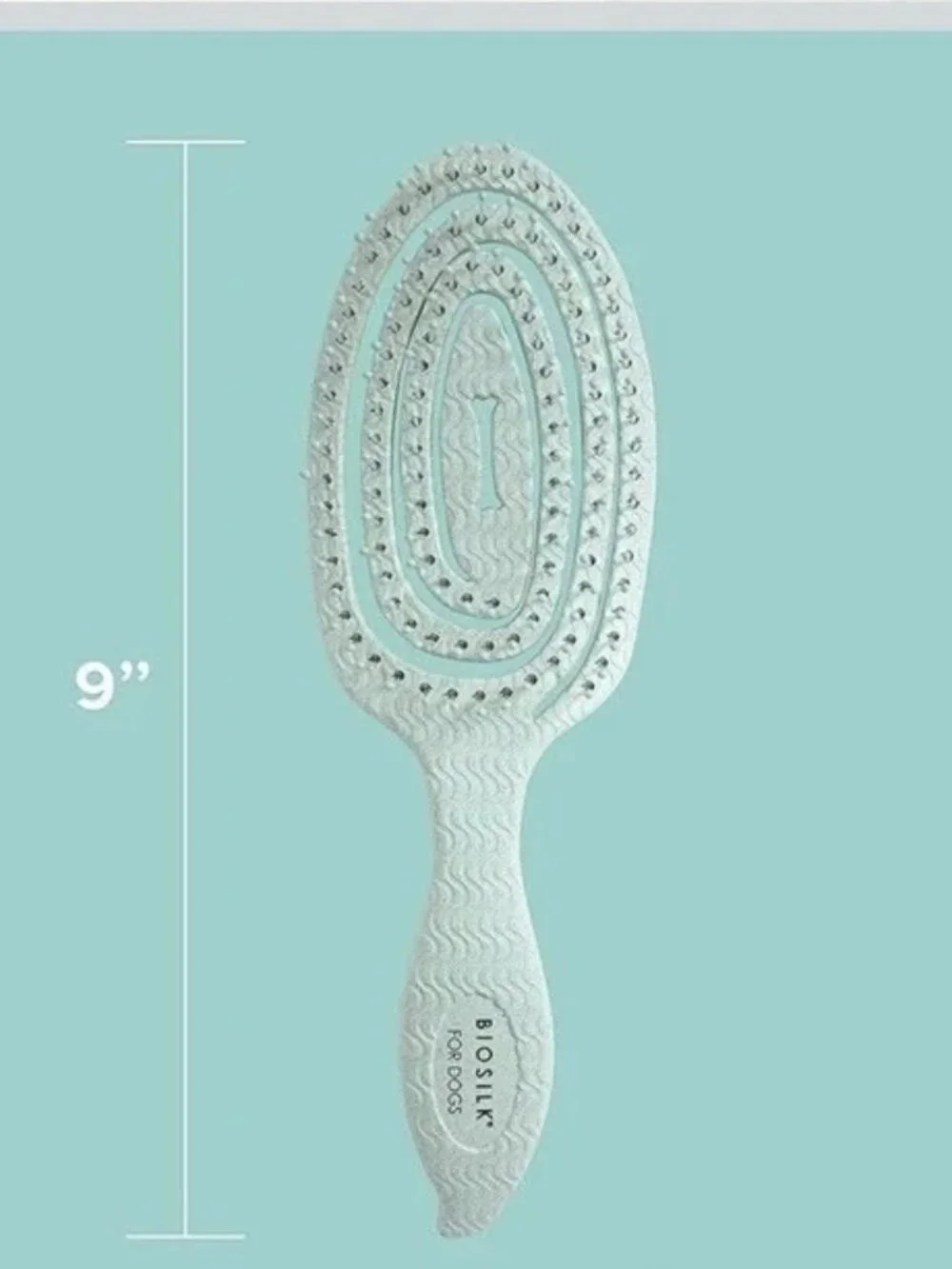 BioSilk For Dogs Detangling Grooming Pin Brush 9in Mint Green Eco Friendly New